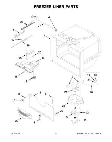 Freezer liner parts
