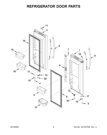 Refrigerator door parts