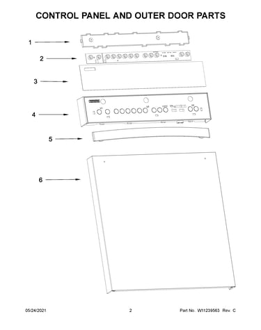 Control panel and outer door parts
