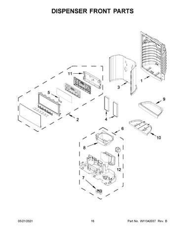 Dispenser front parts