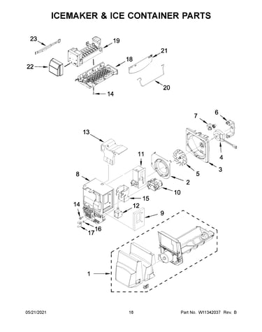 Icemaker & ice container parts