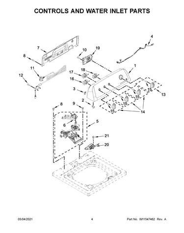Controls and water inlet parts