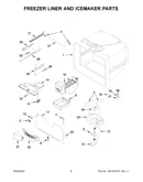 Freezer liner and icemaker parts