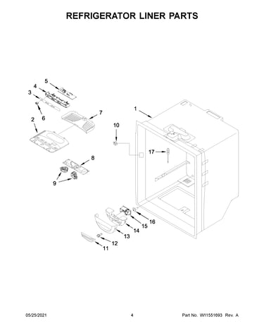 Refrigerator liner parts