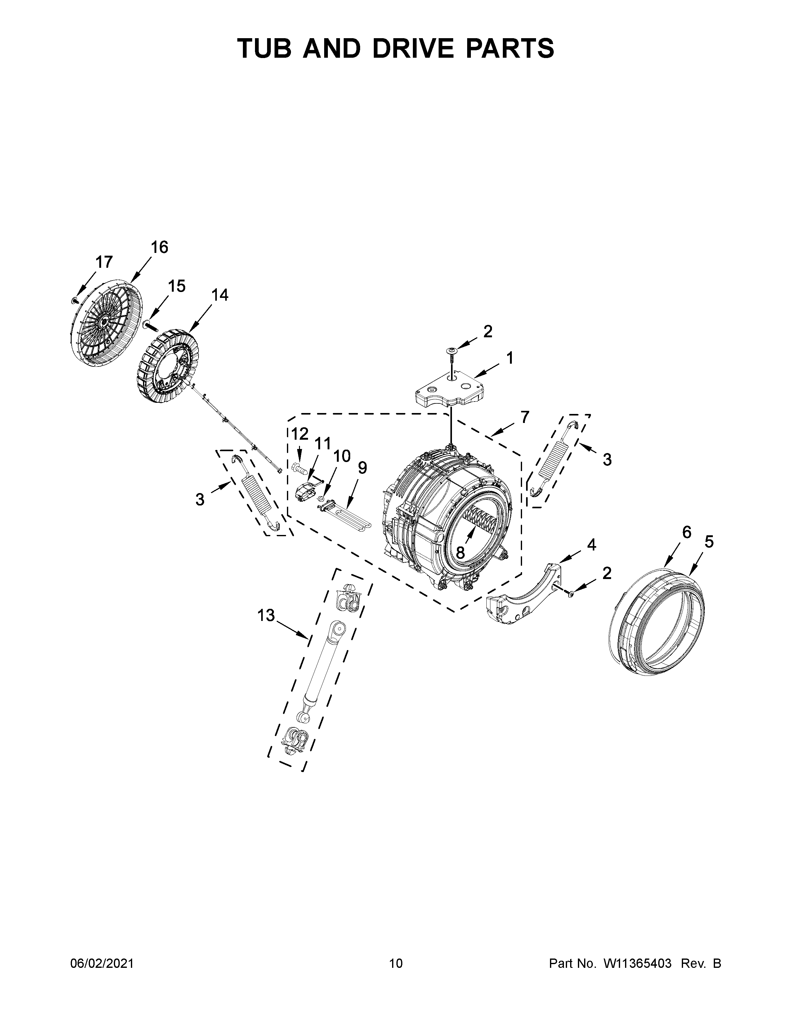 Tub and drive parts
