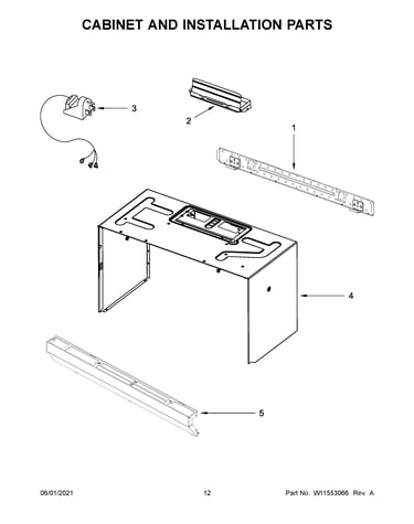 Cabinet and installation parts
