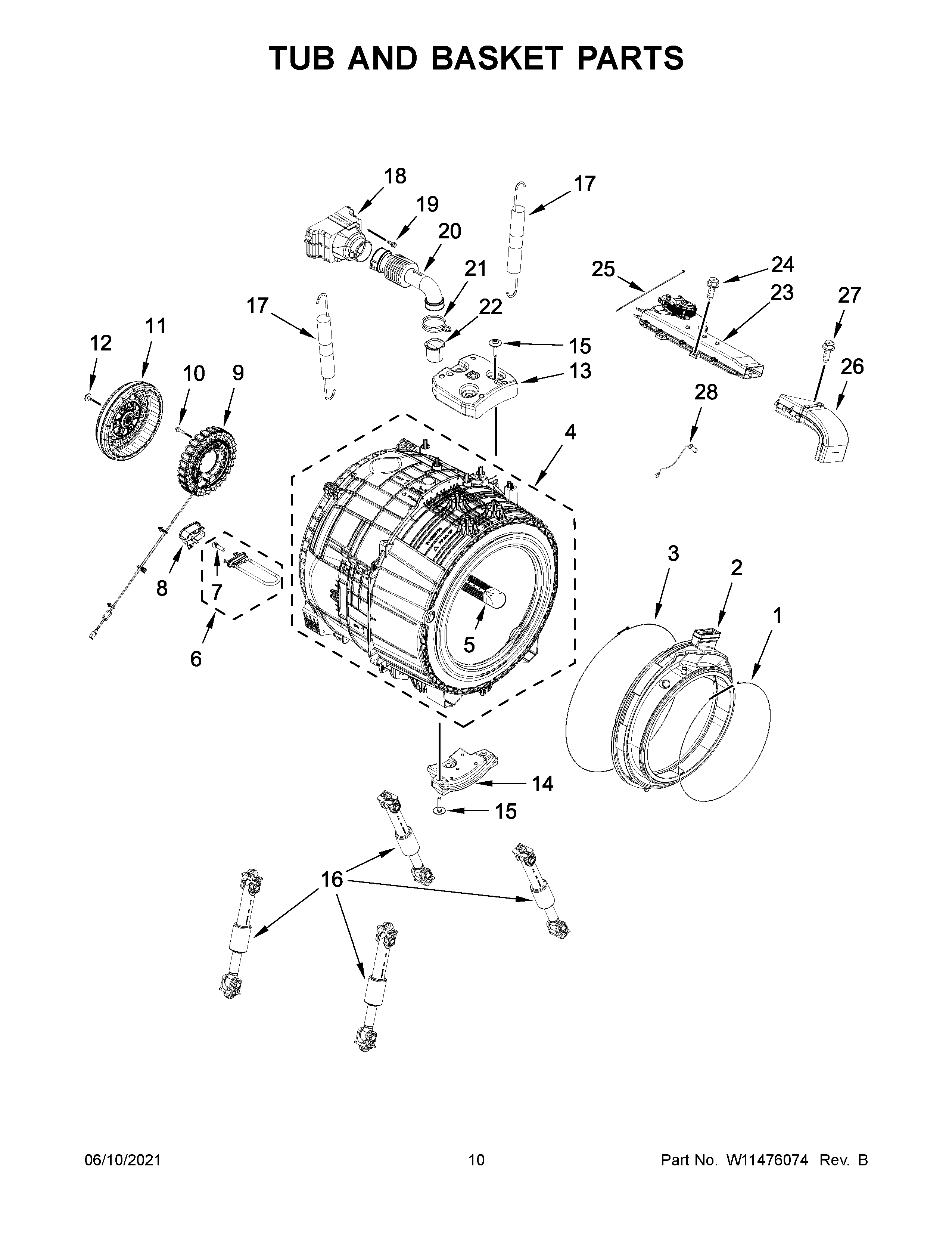 Tub and basket parts