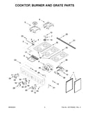 Cooktop, burner and grate parts