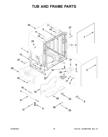 Tub and frame parts