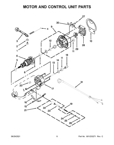 Motor and control unit parts