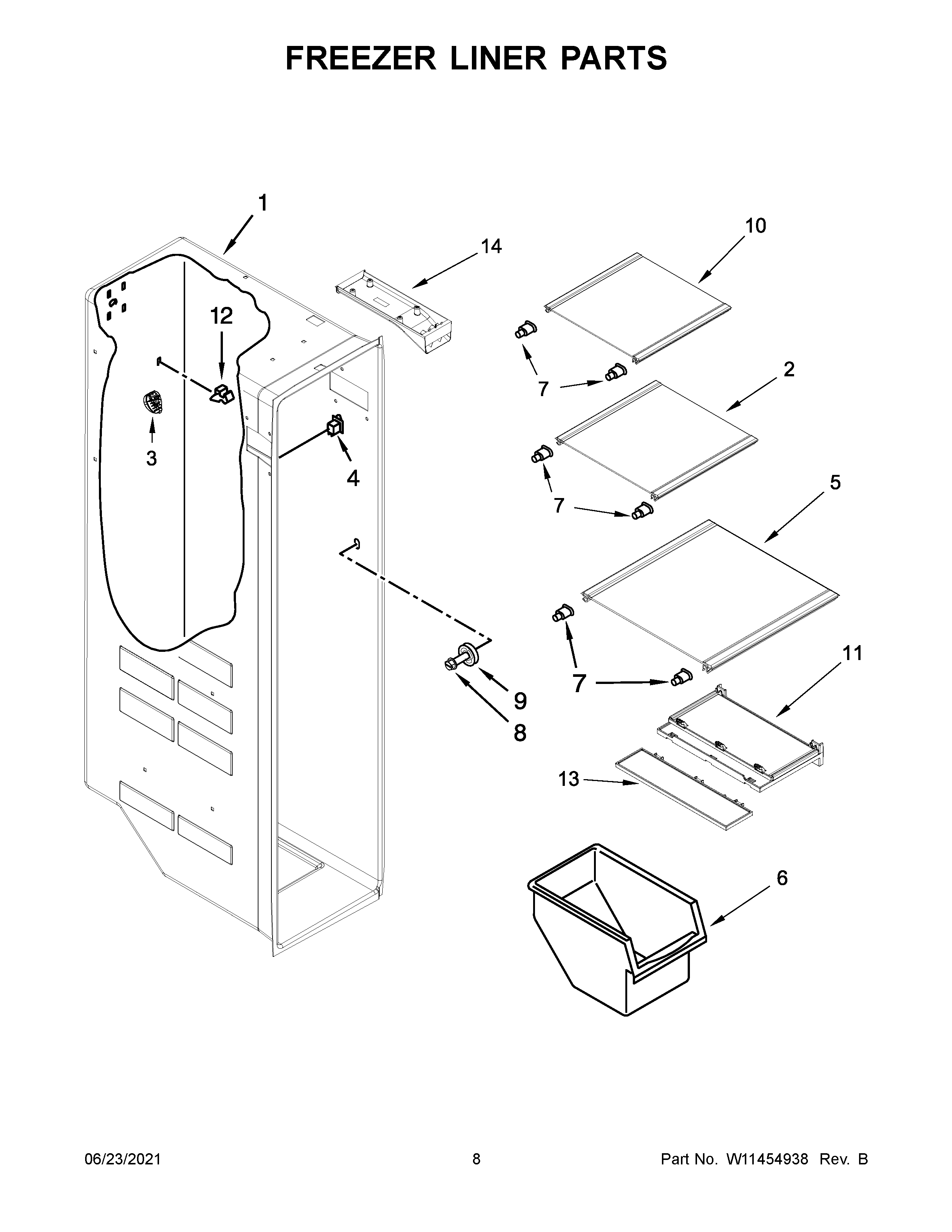 Freezer liner parts