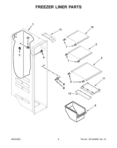 Freezer liner parts