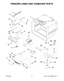 Freezer liner and icemaker parts