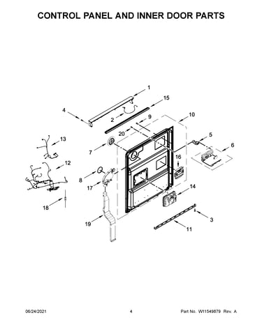 Control panel and inner door parts
