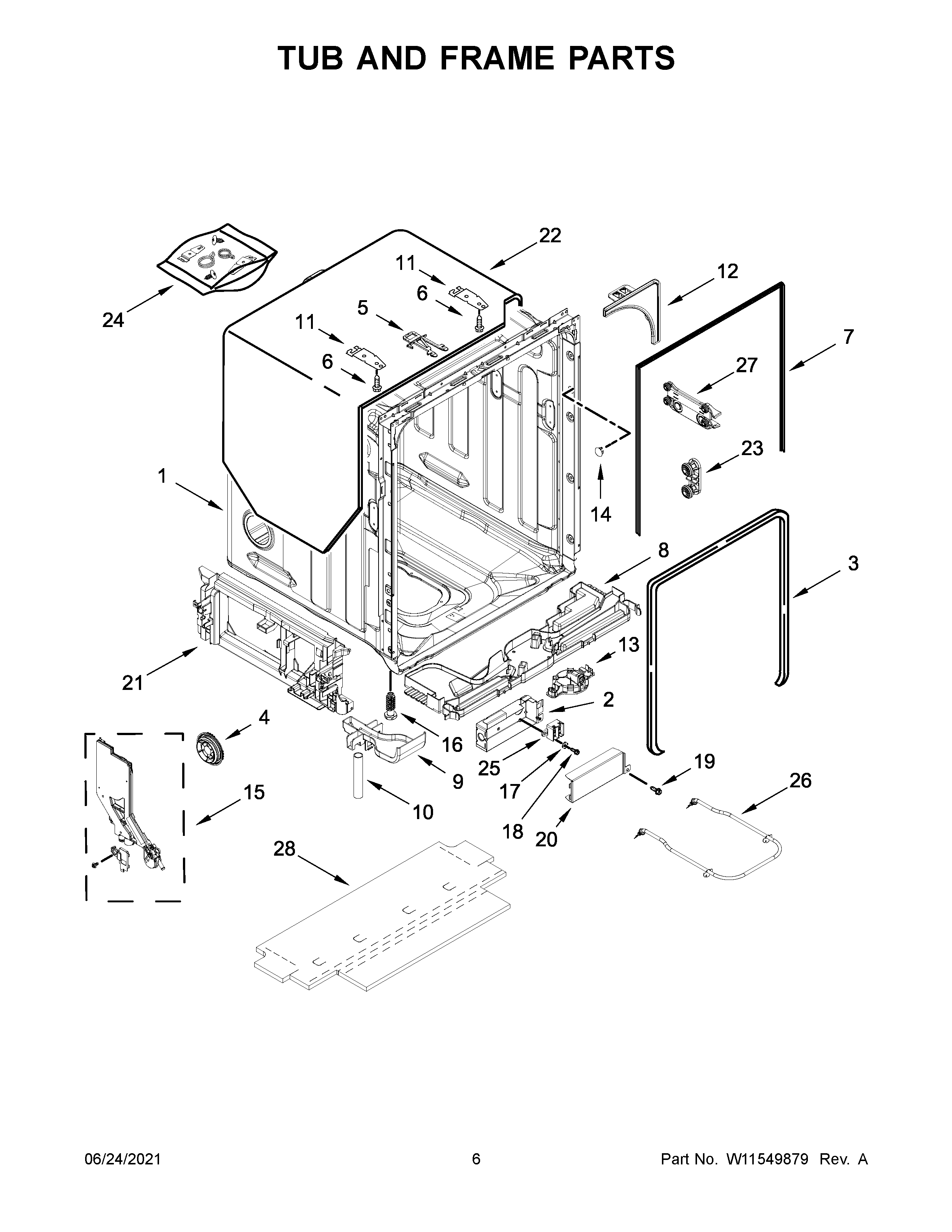 TUB AND FRAME PARTS