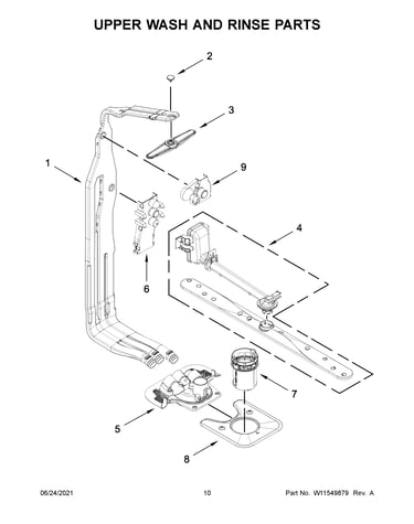 Upper wash and rinse parts