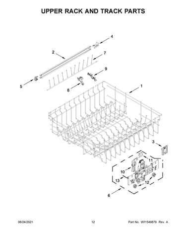 Upper rack and track parts