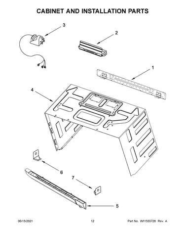 Cabinet and installation parts