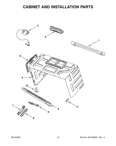 Cabinet and installation parts