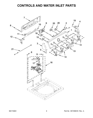 Controls and water inlet parts