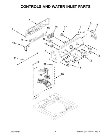 Controls and water inlet parts