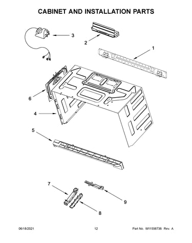 Cabinet and installation parts