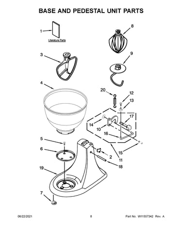 Base and pedestal unit parts