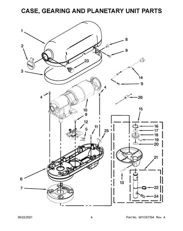 Case, gearing and planetary unit parts