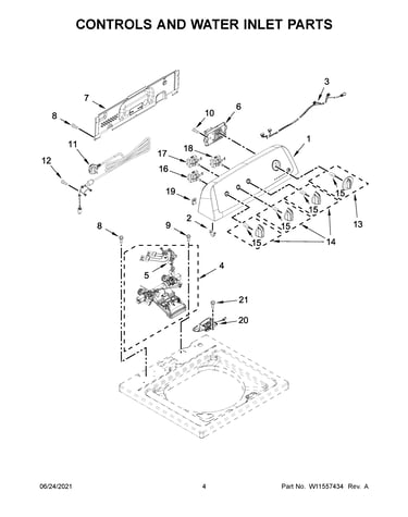 Controls and water inlet parts
