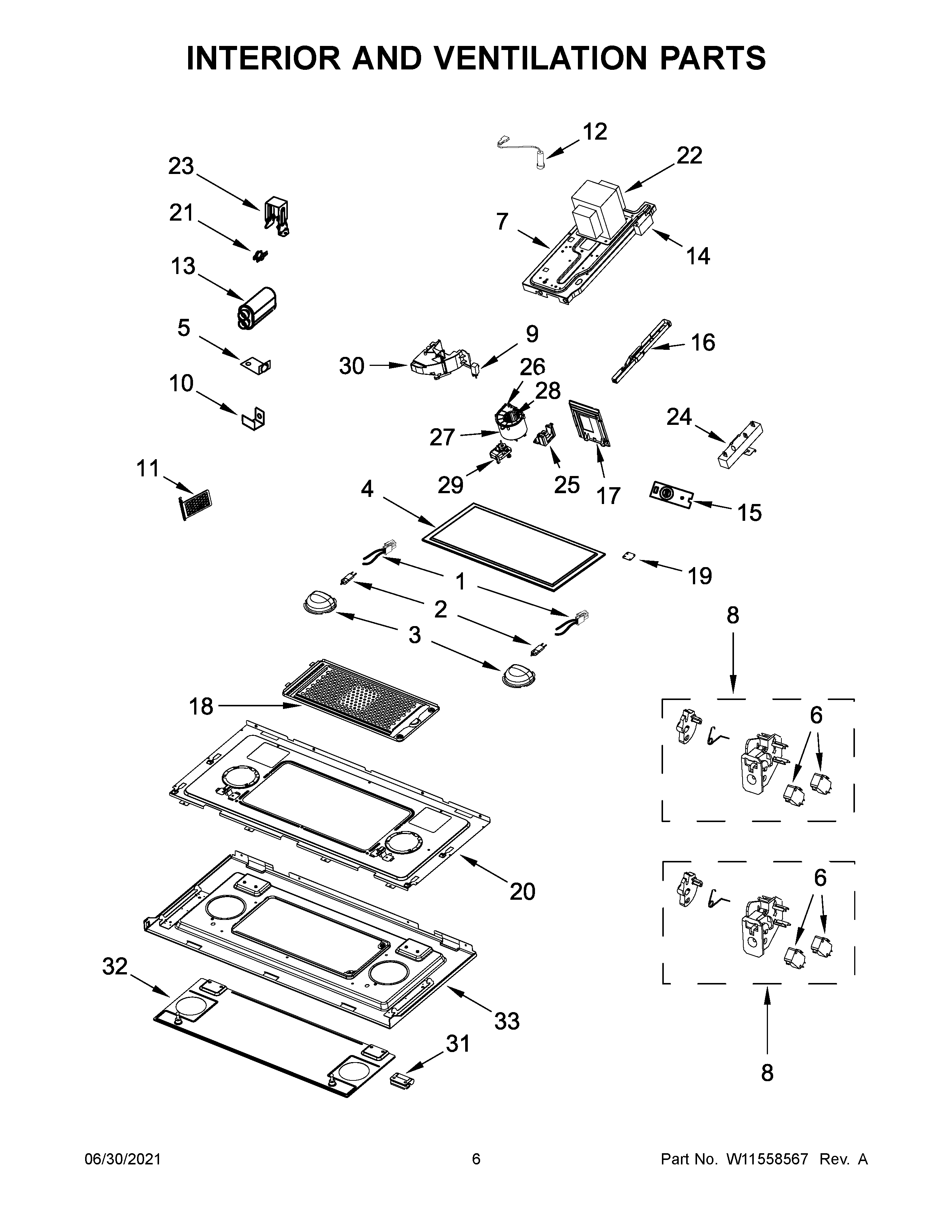 Interior and ventilation parts