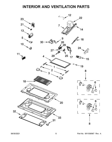 Interior and ventilation parts