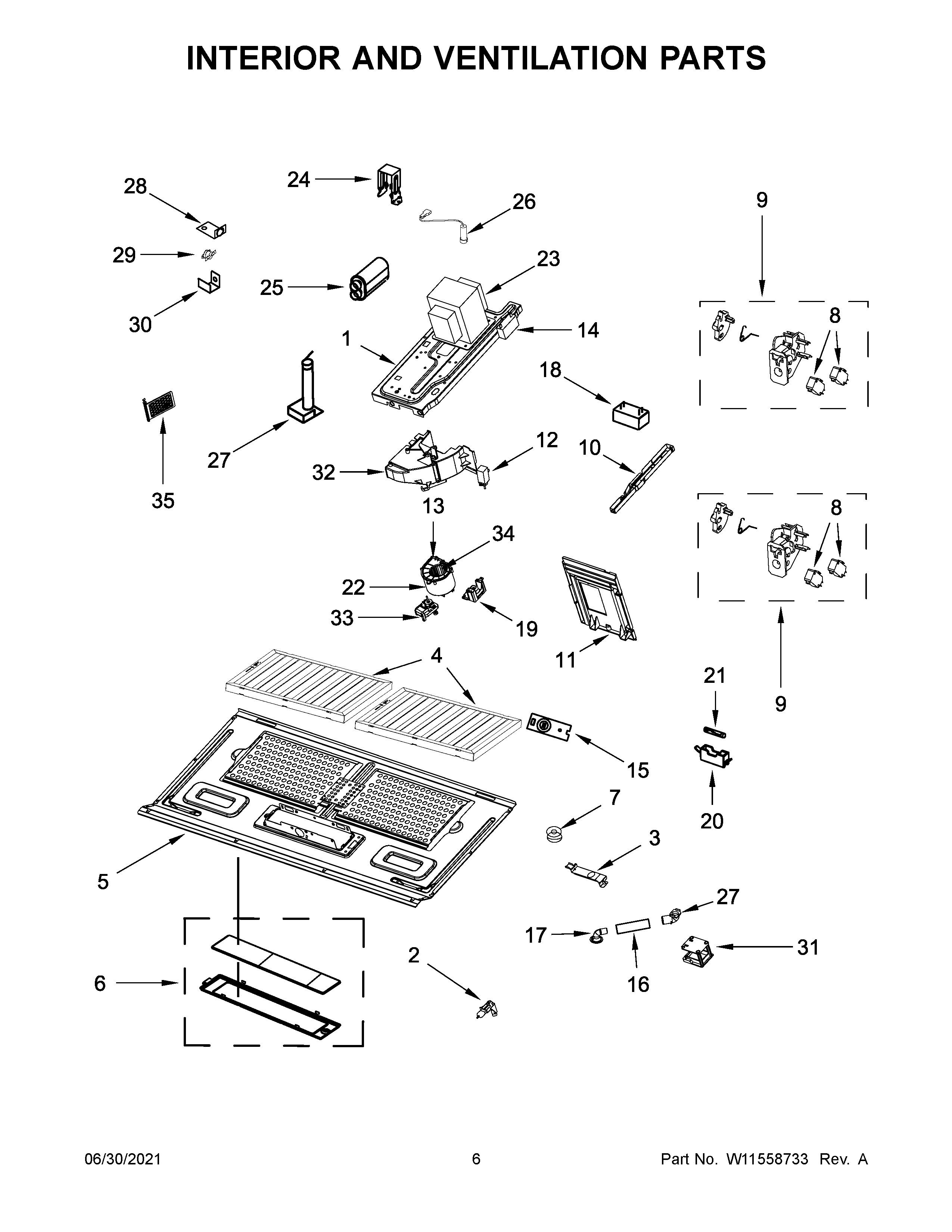 Interior and ventilation parts