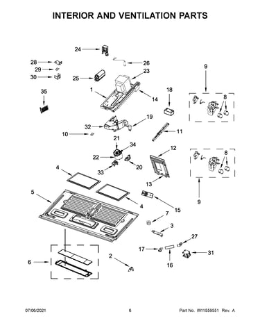 Interior and ventilation parts