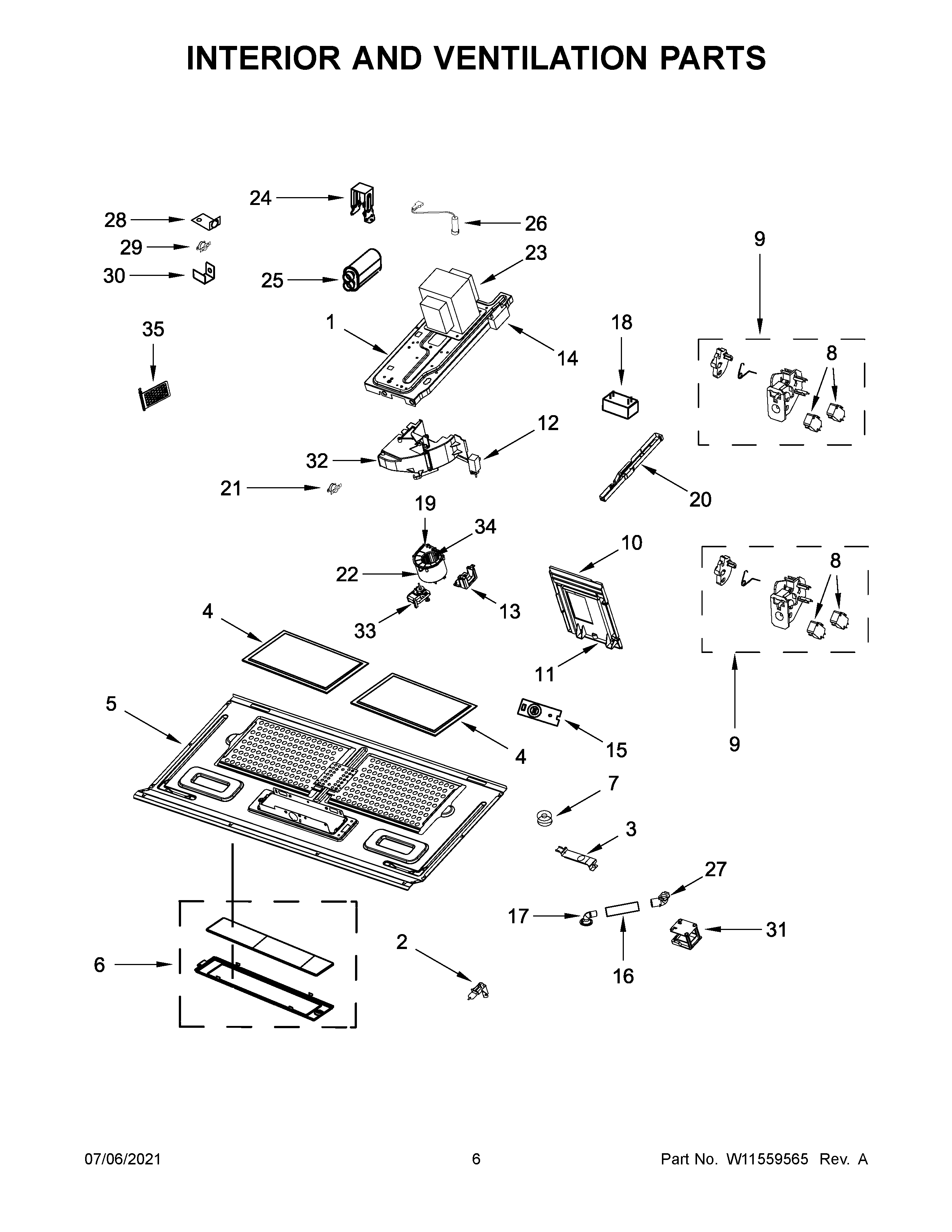 Interior and ventilation parts