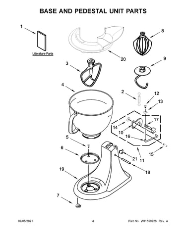 Base and pedestal unit parts