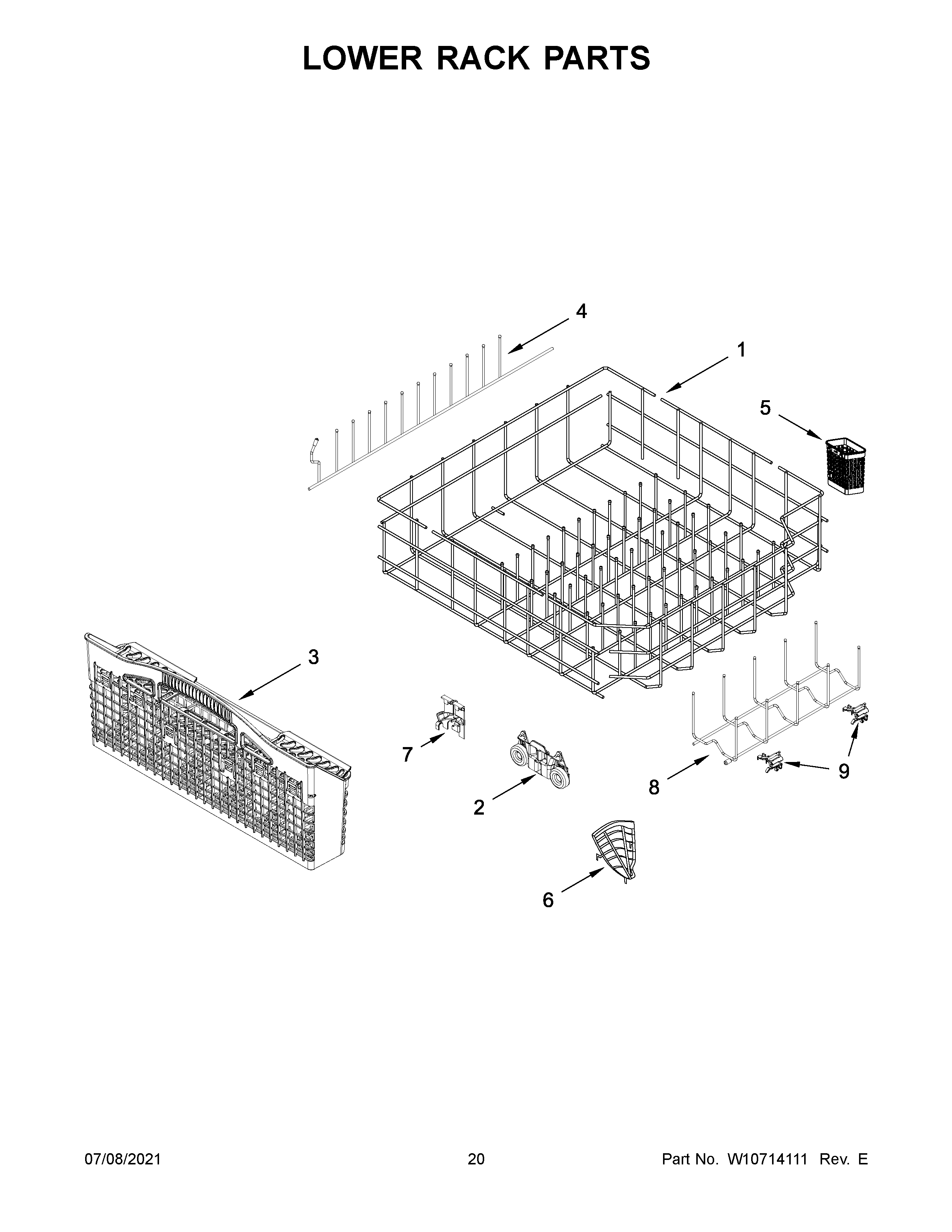 Lower rack parts