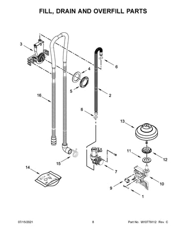 Fill, drain and overfill parts
