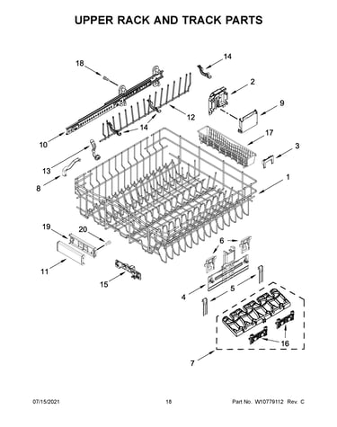 Upper rack and track parts