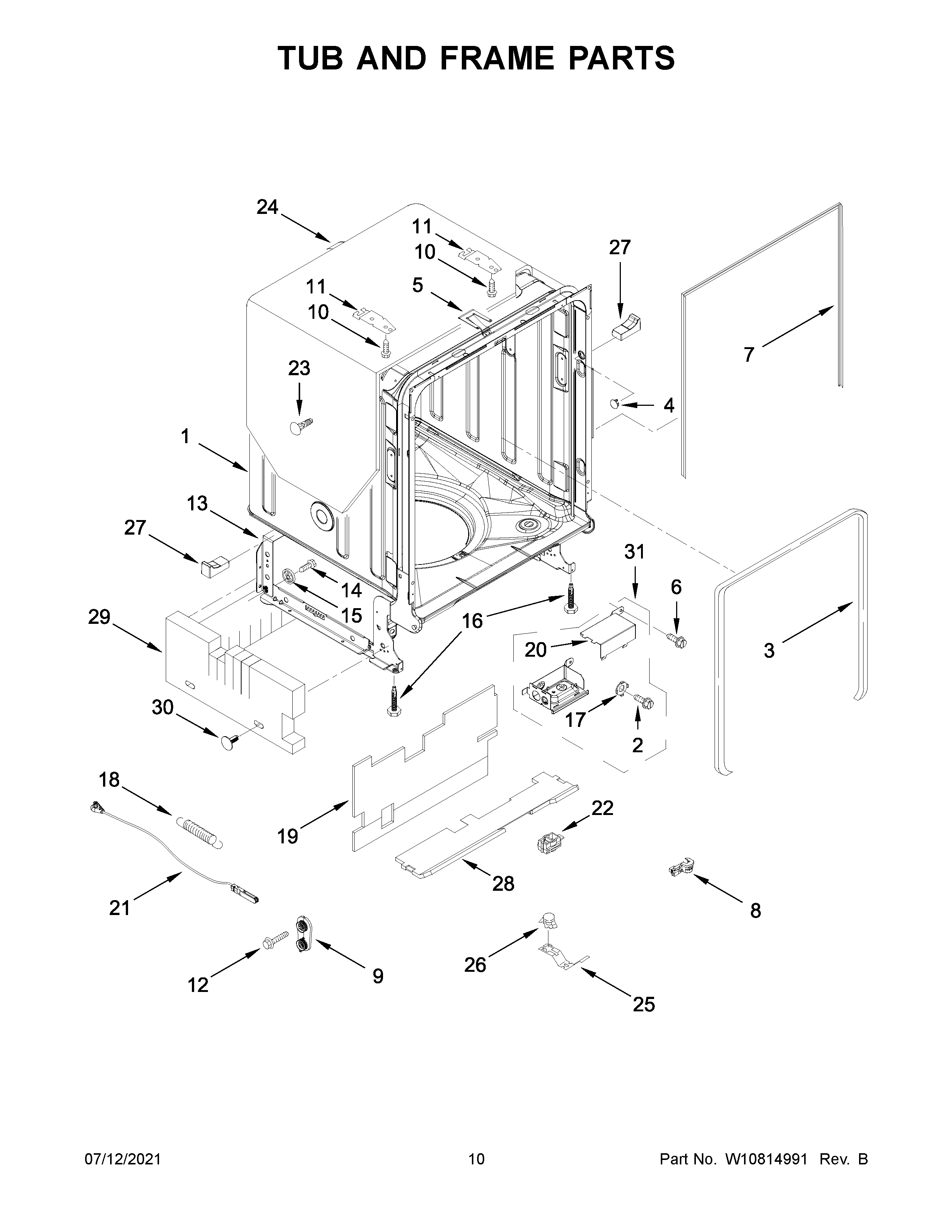 TUB AND FRAME PARTS
