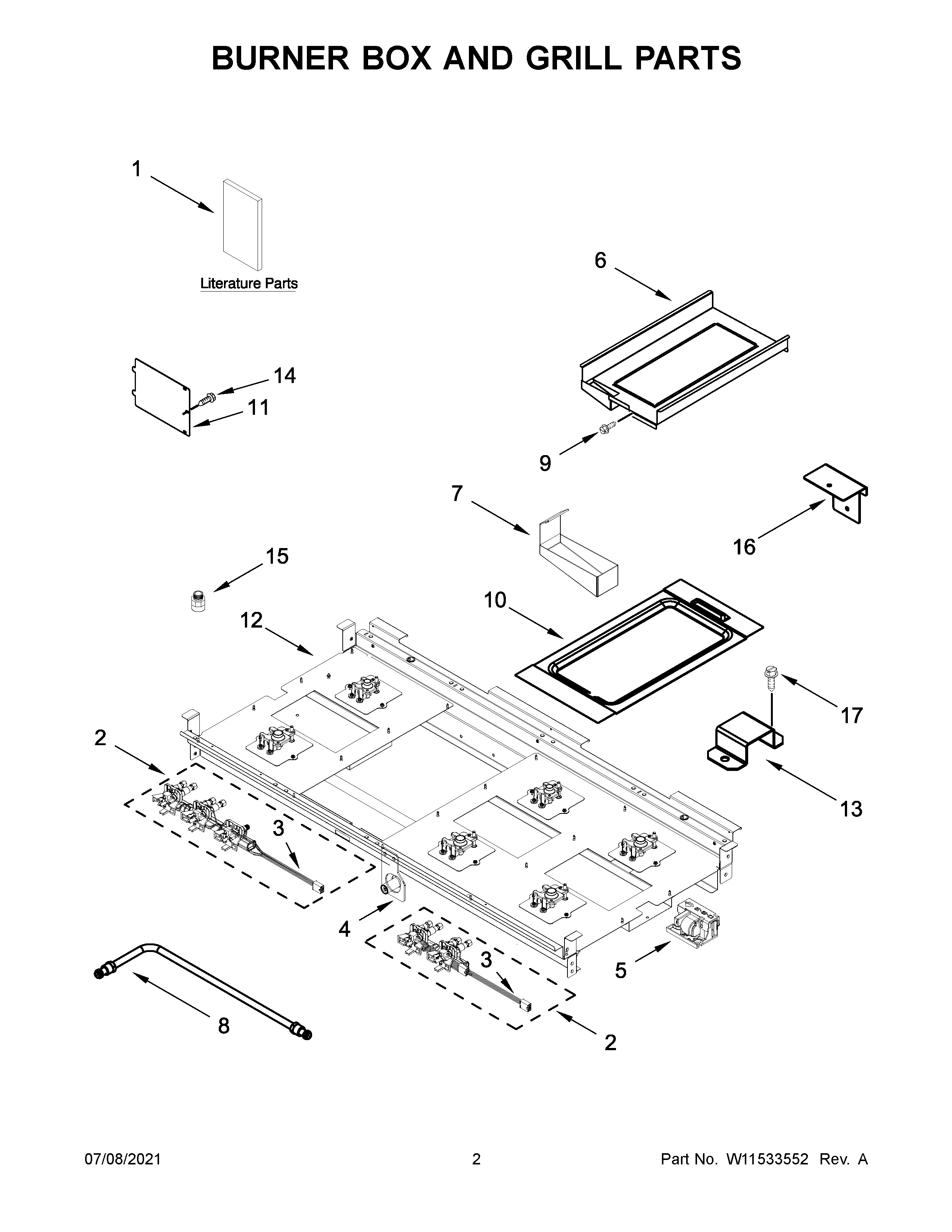 BURNER BOX AND GRILL PARTS