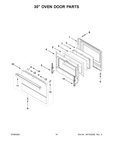 30" oven door parts