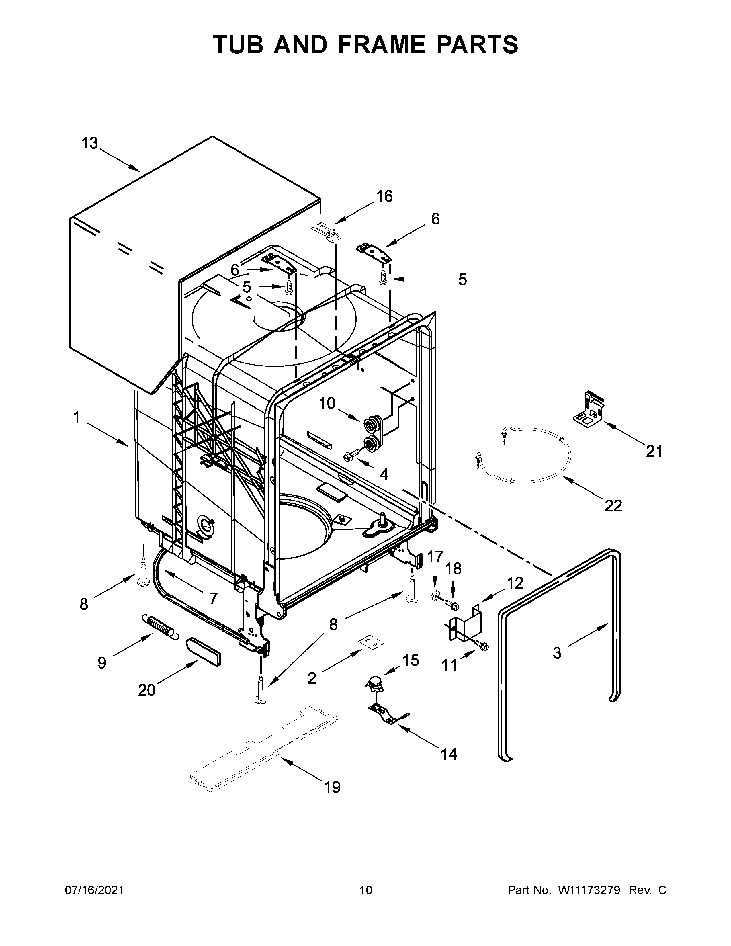 TUB AND FRAME PARTS