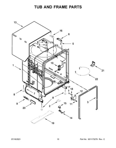 Tub and frame parts
