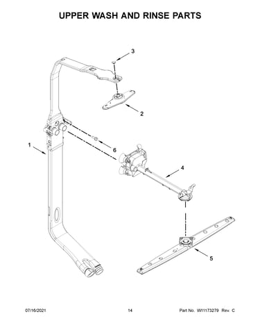 Upper wash and rinse parts