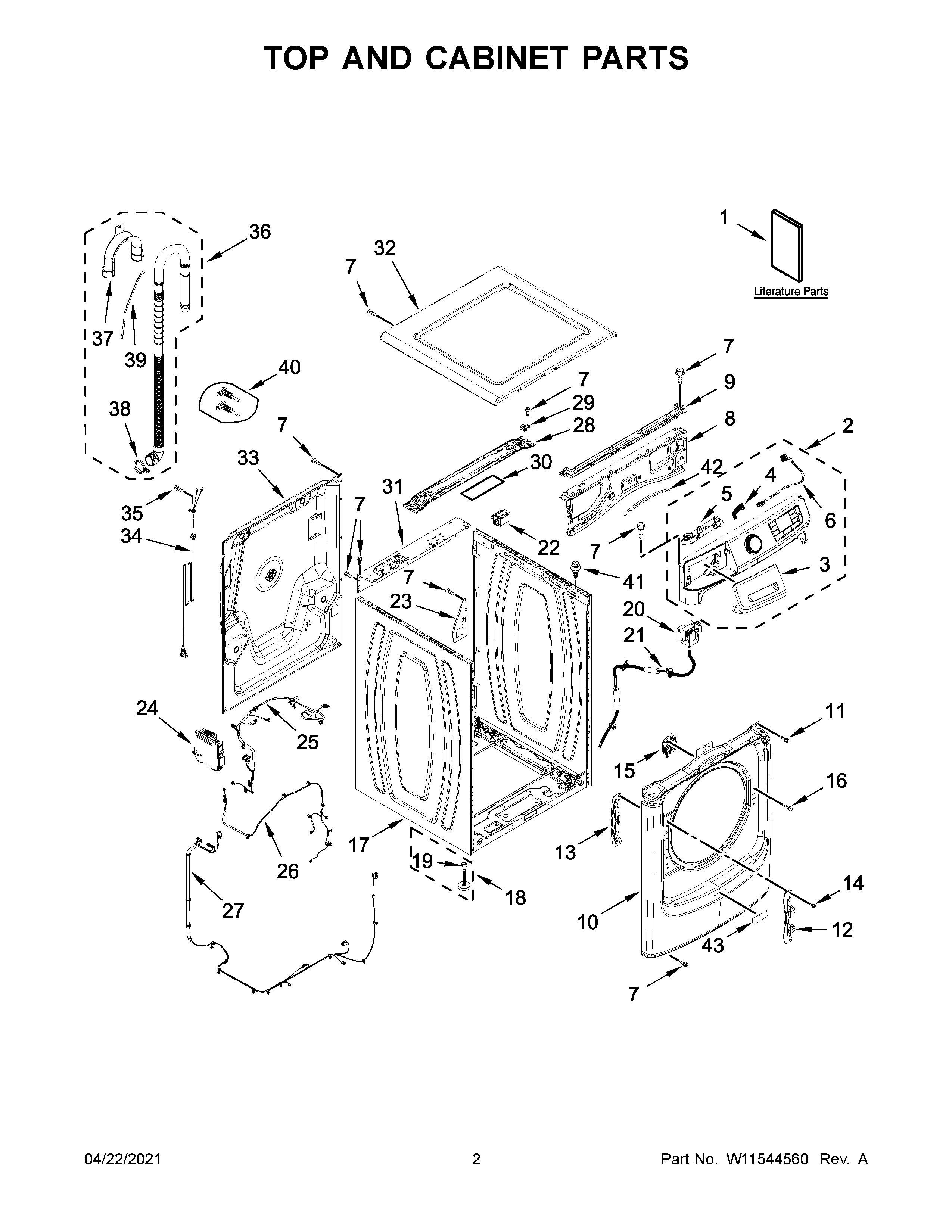 TOP AND CABINET PARTS