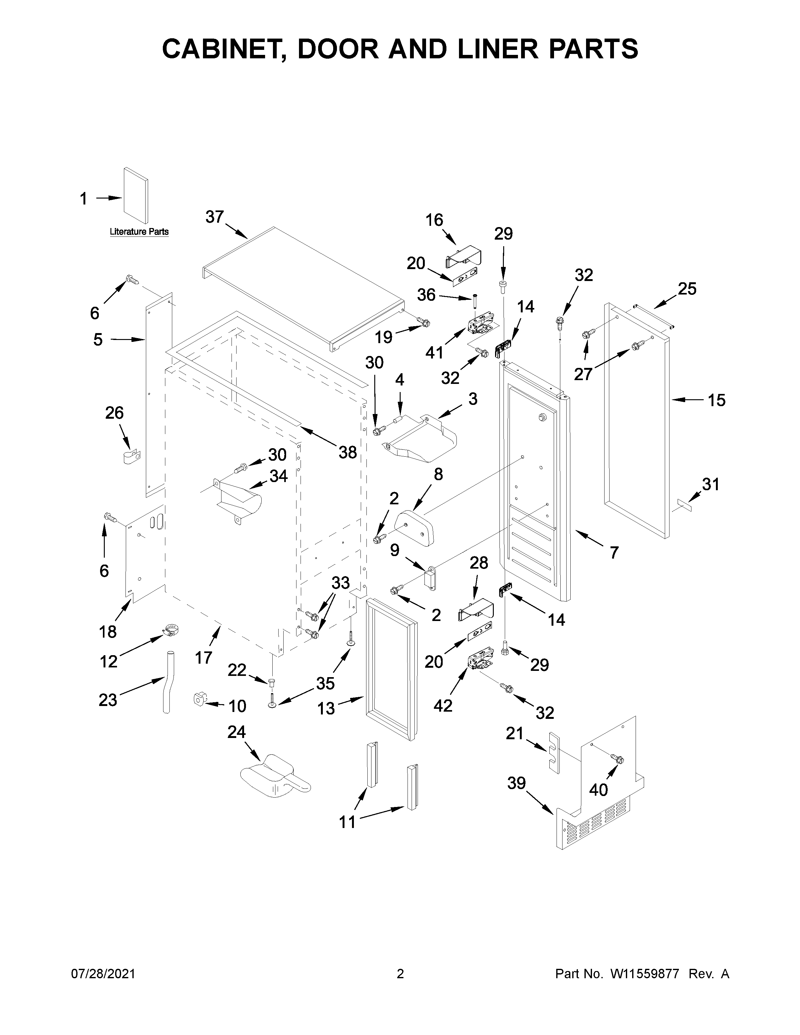Cabinet, door and liner parts