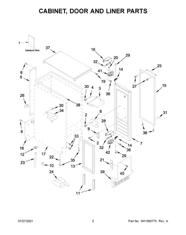 Cabinet, door and liner parts
