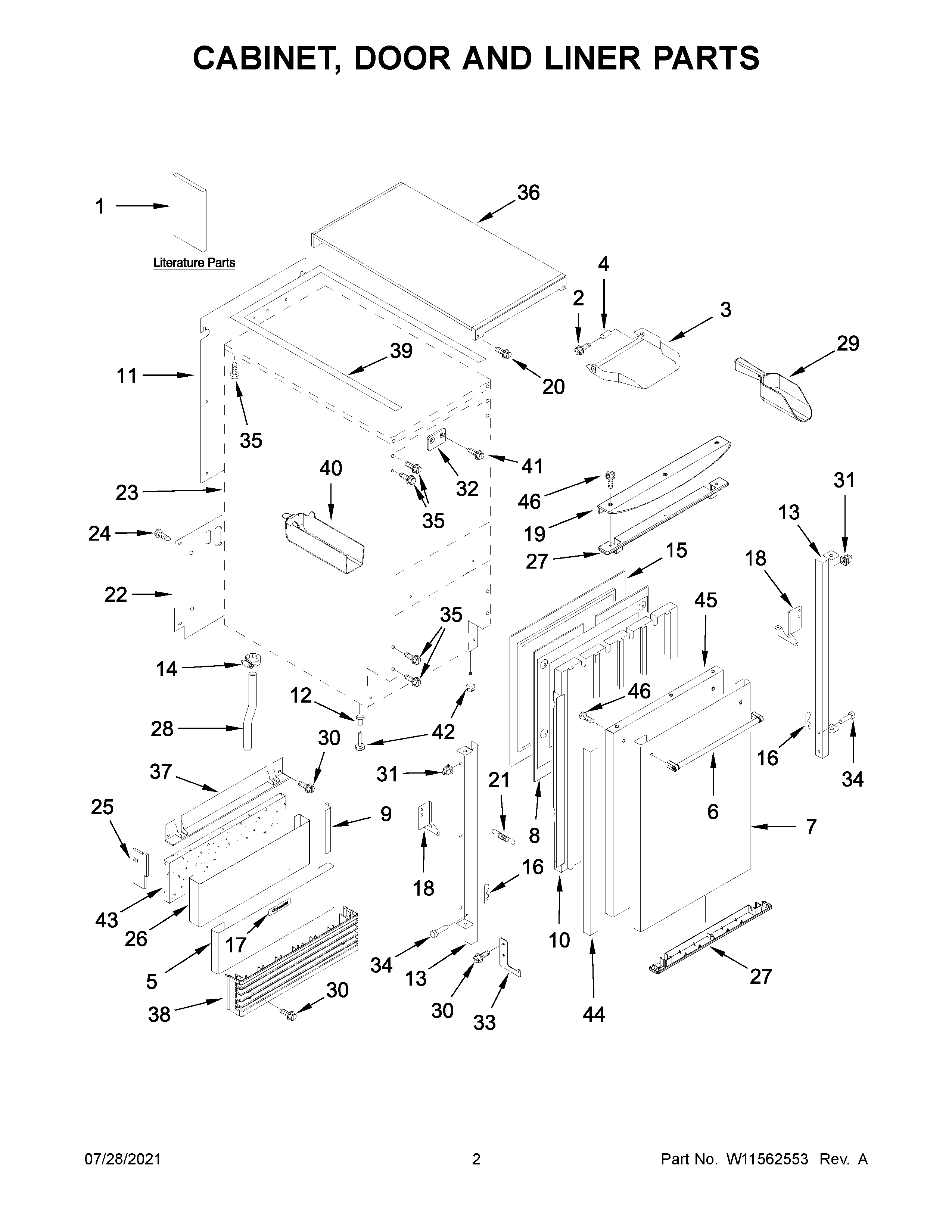 Cabinet, door and liner parts