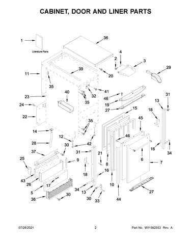 Cabinet, door and liner parts