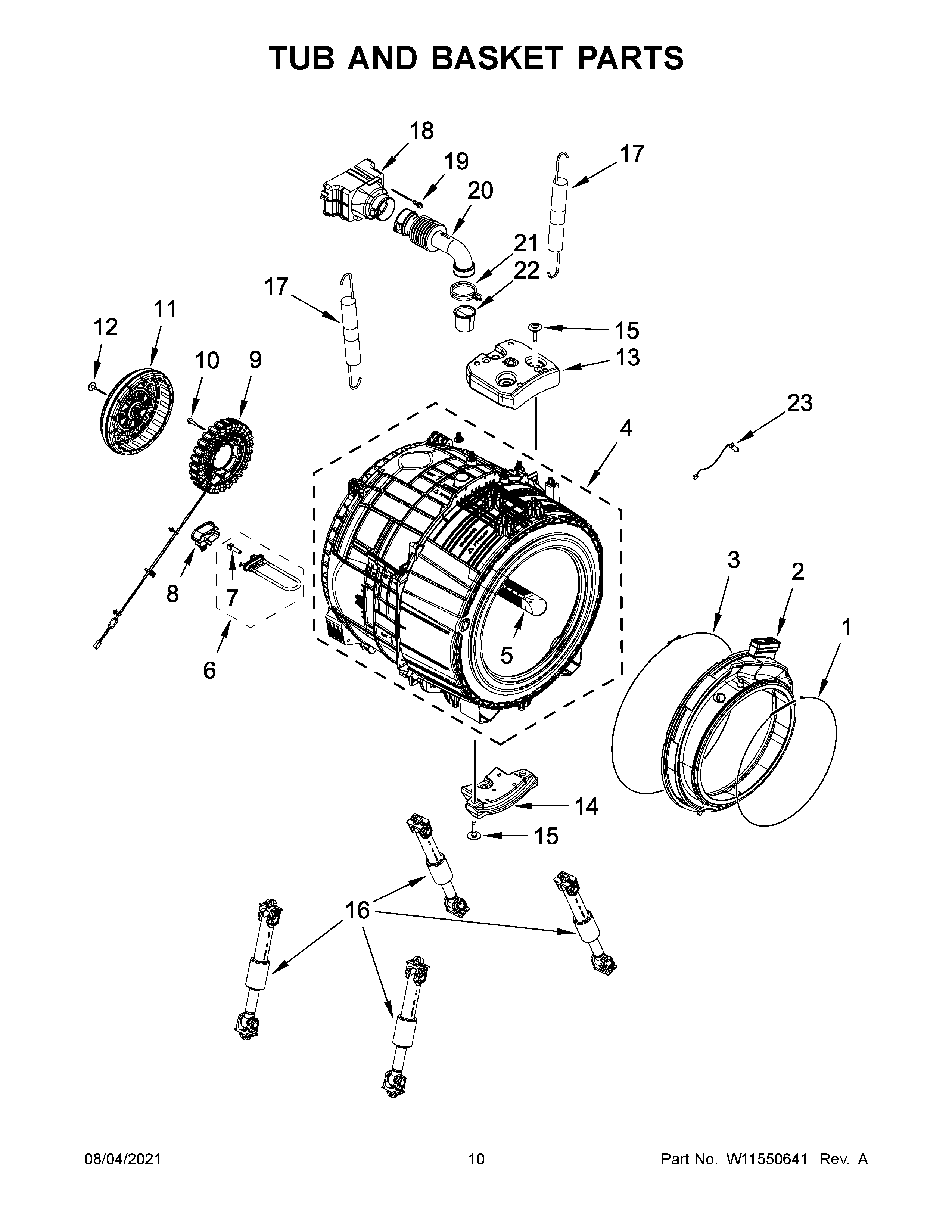 Tub and basket parts